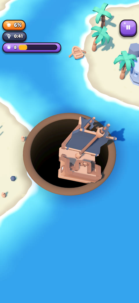 A pirate ship going down on the island level